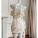 Ivory dress on a mannequin against a neutral background, Obroi