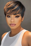 Woman with a stylish haircut against a neutral background, Obroi