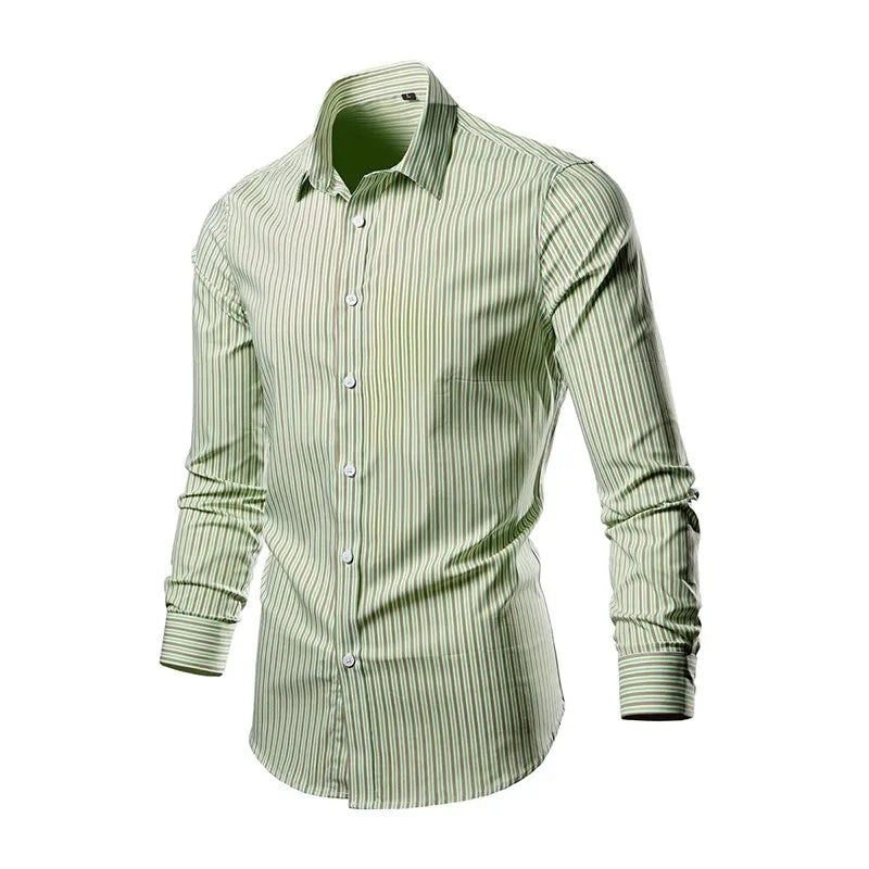 Men Designer Shirts Tees Striped Business Elastic Shirt Man