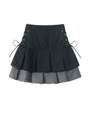 Women Pleated Skirt Kawaii Gothic Black Mini Skirt  Bandage Skirt Clothes Summer