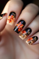 Full set of 24-piece medium square nails - designed with a brown ombre French pattern