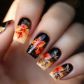 Full set of 24-piece medium square nails - designed with a brown ombre French pattern
