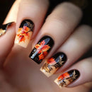 Full set of 24-piece medium square nails - designed with a brown ombre French pattern