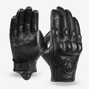 Pair of black leather gloves on a white background, Obroi