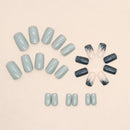 24 PCs Short French Minimalist Glitter Nails with 1 Jelly Gel and 1 Nail File