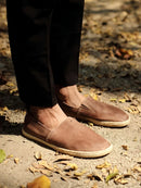 Summer Men Casual Leather Straw Shoes Breathable Slip On Loafers Flats