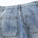 Streetwear Mens Retro Embroidery Patch Straight Baggy Denim Pants Casual Loose Trousers High Street