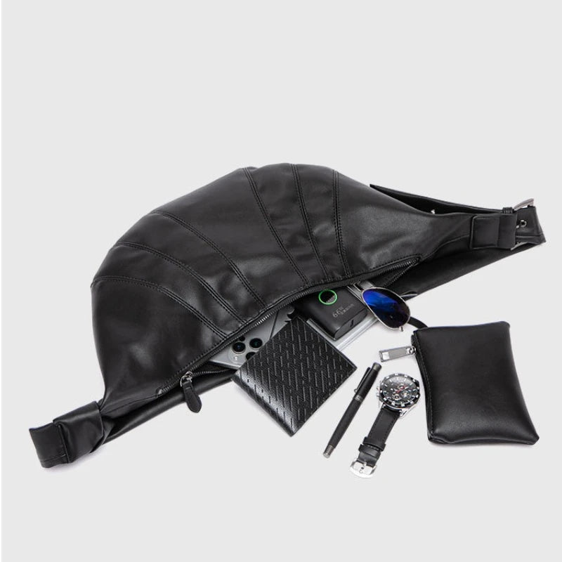 Crossbody Bag Men Croissant Men's Crossbody Bag Luxury Soft Leather Shoulder Bags Male Large Capacity