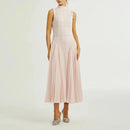 Elegant Dresses for Women High Neck Sleeveless Patchwork Ruffles Fold Dress Female Clothing