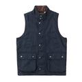 Retro Sleeveless Cargo Vest with Oil Wax Men's Multi-pockets Casual Heavyweight Waterproof Coat