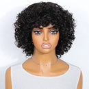 Mannequin head with a black curly wig on a white background, Obroi
