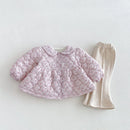 Winter Girls Floral Padded Coat Collar Fleece-Lined Jacket | Cute Warm Outwear