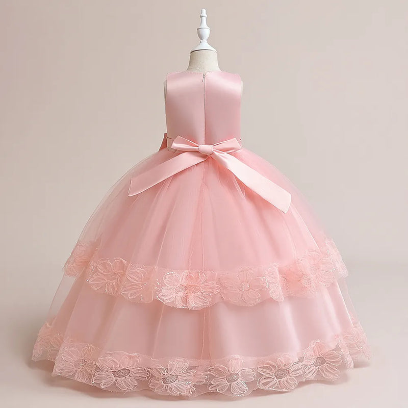 Flower Girls White Bridesmaid Dresses For Wedding Prom Gown Elegant Kids Girl Birthday Princess Dress Children Formal Party Gown