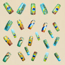 Press on Nails with Peacock Ballet False Nails with Glue Stripe Floral Nail Press on Acrylic Nail Tips