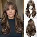 Elegant Curly Wave Ash Blonde Wig Hair with Bangs Long Women Party Wig Tang Long  Heat