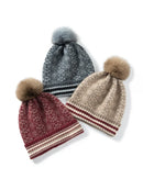 Cashmere Jacquard Knit Thick Beanies Bobble Hat Autumn Winter Warm Wool Christmas Present
