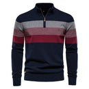 Men Stripe Sweaters Stand Collar Pullover Mens Sweater Knit Jumpers Autumn Warm Long Sleeve Tops Clothing