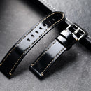 Leather Bracelet Black Soft Thickened Genuine Leather Watchband Men Soft Premium Straps