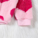 Winter Warm Bodysuits For Baby Girls Fuzzy Rompers Infant Heart Round Neck Long Sleeve Playsuits Jumpsuits