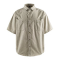 Beige short-sleeve shirt with button details on a white background, Obroi