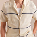 Linen Cardigan T-shirt Men Lapel Knitted Casual Polo Shirt Summer Man Polo Shirt