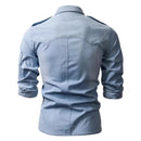 Men's Casual Slim Casual Long Sleeved Denim Shirts Washed Denim Male Shirt