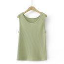 Women Spring Summer Waffle O-Neck Sleeveless Bottoming Vest Oversize Curve Clothes