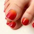 24Pcs Summer Red Toenails Manicure for Women Press On Toe Nails Detachable False Nails