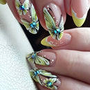 Nails with Butterfly Rhinestone Designs Almond Nails Press On Nails Simple Retro False Nails Wearable