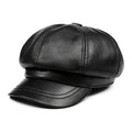 Woman Red Hat Real Leather Genuine Leather Baker Ladies Octagonal Eight-panel Cap
