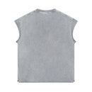 Spring Summer Men Tide Chic Ins Vest Salt-Washed Distressed Tank Top Frayed Edges
