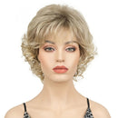 Blonde wig on a mannequin head with a white background, Obroi