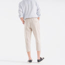 Spring Summer Men's Solid Linen Crop Pants Cotton Hemp Casual Cropped Pants