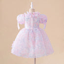 Girls Purple Birthday Party Dresses Summer Casual Gown Girl Lace Fluffy Evening Dress Kids