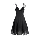 Women Plain Solid Layered Dress Tied Shoulder Sleeveless Casual