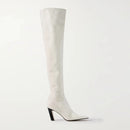 Western Women Boots Genuine Leather Heels Winter Shoes Ladies Long Chelsea Boot