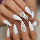 Luxury Press On Nails Pearl Wings Bling False Almond Fake Nails Set Unique Designs For Women Girls