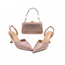 Women Shoes and Bag Set High Quality Super High Heels for Garden Party
