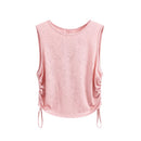 Pink sleeveless top with drawstring sides on a white background, Obroi