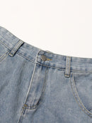 Women Denim Pants Multi Pocket Straight Jeans High Waist Loose Casual Long Denim Trousers Spring Autumn