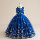 Teen Girl Formal Wedding Evening Dresses Tulle Flower Embroidery Kids Bridesmaid Dress For Girls Children