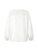 Women's Sheer Floral Embroidered Shirt Top Spring Puff Sleeves Loose Fit Blouse Female Elegant T-shirt