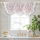 Pink Floral Lace Ruffled Sheer Balloon Curtain Light Filtering