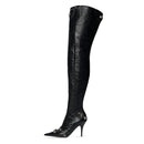 Spring Tassel Over The Knee Boots Pointed Toe Stilettos Heels Side zipper Belt buckle Rivet Modern boots