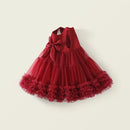 Girls Sleeveless Tulle Dress with Bow Detail Party Princess Gown for Kids 2-7 Years Vest Dress