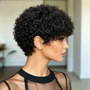 Kinky Curly Pixie Cut Wig Human Hair Made Black Short Curly Wigs For Women