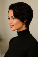 Woman with a stylish short haircut against a neutral background, Obroi
