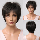 Short Brown Dark Wigs Black Natural Fluffy Pixie Cut Wig for Black Women Wig Heat Resistant Wigs