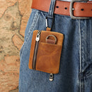 Vintage Leather Coin Purse With Keychain Men Women Mini Short Wallet Card Holder Change Purse Storage Bag