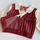 Baby Clothes Toddler Baby Boy Knit Striped 3Pcs Sets and Pants Gentleman Casual Formal Infant Outfit